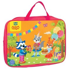 Мульти-Пульти Папка с ручками Для девочек А4, полиэстер, 80 мм розовый/оранжевый