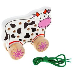Развивающая игрушка Alatoys "Шнуровка-каталка Корова" (ШКР01)