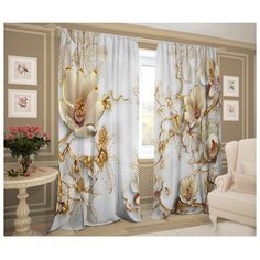 Комплект штор ТамиТекс Фарфоровый сервиз, 147*267+/-3 см, 2 шт, габардин, полиэстер