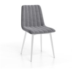 Комплект кухонных стульев (4 шт.), СтолБери, Тибо, нубук Lamb серый, металлокаркас белый матовый