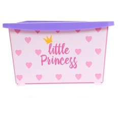 Ящик для хранения ZABIAKA универсальный, с крышкой, "Принцесса", объем 30 л, цвет розовый