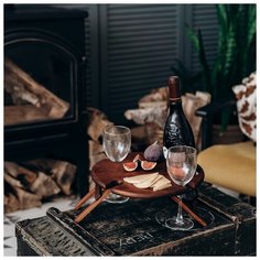 Поднос винный,из цельного массива кедра, со складывающимися ножками, 29 x13 см 4846093 Magistro