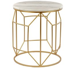 Столик интерьерный с белым мрамором 43х43х56 см ГЛАСАР