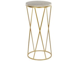 Столик приставной с белым мрамором 33х33х72 см ГЛАСАР