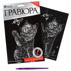 Гравюра Школа талантов Котенок и бабочка (2108193) серебристая основа