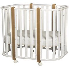 Кровать детская INDIGO BRIONI 4 в 1, с маятником, 2 матраса, белый, светло-коричневый