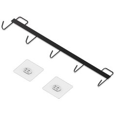 Крючок, держатель, вешалка для кухни, ванной, органайзер самоклеящийся черный 1 шт Lol Uno Home