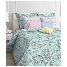 Постельное белье евростандарт Mona Liza Frosty, бязь, 50 х 70 см, бирюзовый/серый