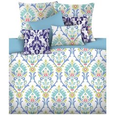 Постельное белье семейное Mona Liza Safa, сатин, 50 х 70 см, белый/голубой