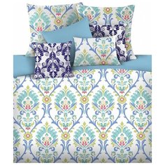 Постельное белье семейное Mona Liza Safa, сатин, 70 х 70 см, белый/голубой