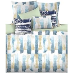 Постельное белье 1.5-спальное Mona Liza Olav, сатин, 50 х 70 см, белый/зеленый/синий