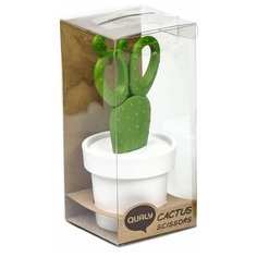Ножницы Cactus с держателем белые с зеленым QL10282-WH-GN Qualy