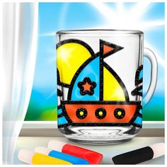 Роспись кружки витражными красками "Кораблик" 3511895 Школа талантов