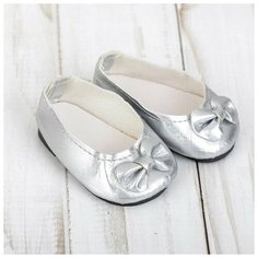 Туфли для куклы "Бантик", длина стопы 7 см, цвет серебро 4258953 Сима ленд