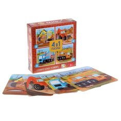 Пазлы 4 в 1 "Строительная техника", 4, 6, 9, 12 элементов 5411908 Puzzle Time