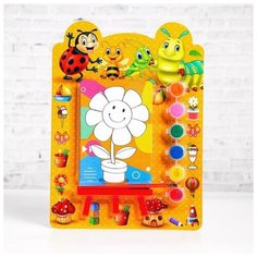 Раскраска на подставке "Цветочек", краска 6 цветов, кисть 5278227 Сима ленд