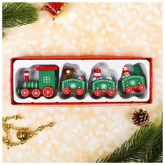 Сувенир "Новогодний поезд", 19 см, цвет зеленый 3567187 Сима ленд