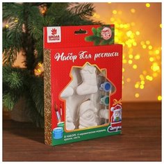 Набор елочных украшений под раскраску 4 шт "Сказка" с подвесом, краска 6 цв по 2 мл, кисть 3462485 Школа талантов