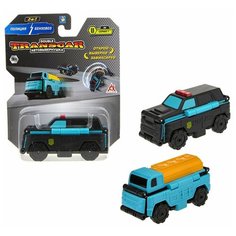 Машинка 1 TOY Transcar Double 2 в 1: Полицейский джип/Бензовоз (Т18279), 8 см, черный/голубой