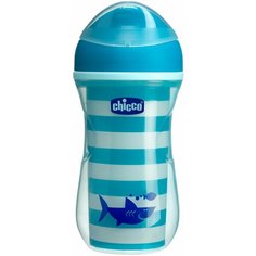 Поильник-непроливайка Chicco Active Cup, 266 мл синий/рисунок акула