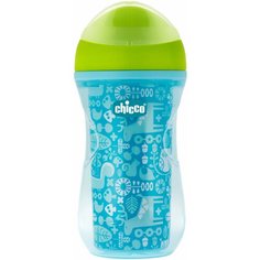 Поильник-непроливайка Chicco Active Cup, 266 мл голубой/рисунок олени