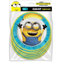 ND Play Тарелки бумажные Minions 2, 18 см, 6 шт., синий/желтый