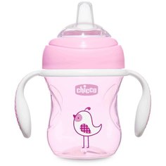 Поильник Chicco Transition Cup, 200 мл розовый/птичка