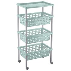 Этажерка Бытпласт Элиза 3 корзины + 1 полка, материал: пластик, ШxГxВ: 42х29х88 см, светло-голубой