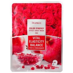 Deoproce Маска тканевая с гиалуроновой кислотой, экстрактом граната и розы Color Synergy Effect Sheet Mask Red, 20 г