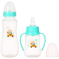 Mum&Baby Набор подарочный Мишка Берри: бутылочка 150 мл и 250 мл, с рождения, бирюзовый