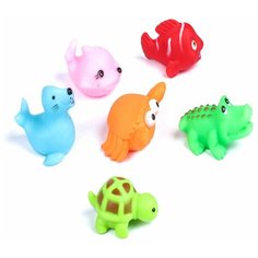 Крошка Я Набор для игры в ванне, игрушки для ванной, игрушки для купания "Морские животные", 6 шт