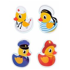 Крошка Я Набор для игры в ванне, игрушки для ванной, игрушки для купания "Утиные профессии": фигурки-стикеры из EVA, 4 шт
