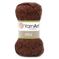 Пряжа YarnArt Style 50гр 185м (67% хлопок, 33% вискоза) (672 темно-коричневый) 5 шт