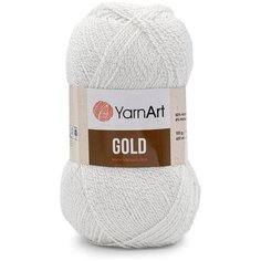 Пряжа YarnArt Gold 100гр 400м (92% акрил, 8% металлик) (9051 белый) 5 шт