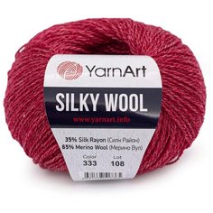 Пряжа YarnArt Silky Wool 25гр 190м (35% шелковая вискоза, 65% шерсть мериноса) (333 темно-красный) 10 шт