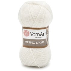 Пряжа YarnArt Merino Sport 100гр 400м (50% шерсть, 50% акрил) (760 белый) 5 шт