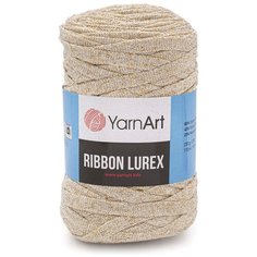 Пряжа YarnArt Ribbon Lurex 250гр 110м (60% хлопок, 20% вискоза, полиэстер, 20% металлик) (724 белое золото) 4 шт