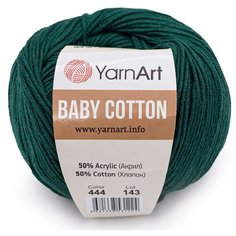 Пряжа YarnArt Baby Cotton 50гр 165м (50% хлопок, 50% акрил) (444 изумрудный) 10 шт