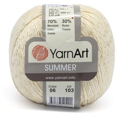 Пряжа YarnАrt Summer 100гр 350м (70% хлопок, 30% вискоза) (06 молочный) 4 шт