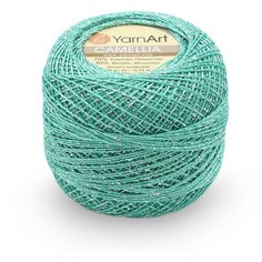Пряжа YarnArt Camelia 20гр 190м (70% полиэстер, 30% металлик) (427 мята/серебро) 10 шт