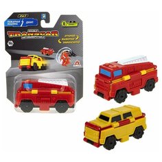 Машинка 1 TOY Transcar Double 2 в 1: Пожарная машина/Джип (Т18277), 8 см, красный/желтый