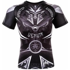 Рашгард мужской Venum Gladiator 3.0 Rashguard - Black/White - Short Sleeves полиэстер черный VENUM-02987-108-S размер S