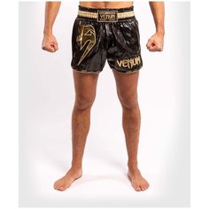 Шорты мужские для Муай-Тай VENUM GIANT FOIL MUAY THAI SHORTS - BLACK/GOLD цвет черный размер M