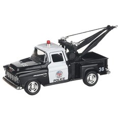 Детская инерционная металлическая машинка с открывающимися дверями, модель Сhevy Stepside Пикап полиция с краном, белый,черный Serinity Toys