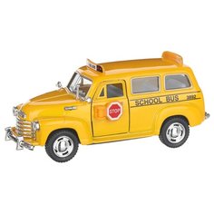 Детская инерционная металлическая машинка с открывающимися дверями, модель Chevrolet школьный автобус , желтый Serinity Toys