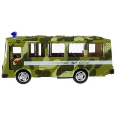 Детская инерционная металлическая машинка Serinity Toys, модель Автобус ПАЗ Вооруженные силы