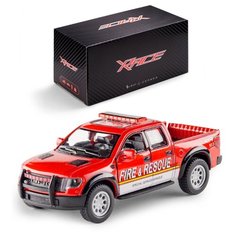 Детская инерционная металлическая машинка Serinity Toys с открывающимися дверями, модель 2013 Ford F-150 SVT Raptor Пожарная, красный