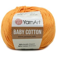 Пряжа YarnArt Baby Cotton 50гр 165м (50% хлопок, 50% акрил) (425 темно-желтый) 10 шт