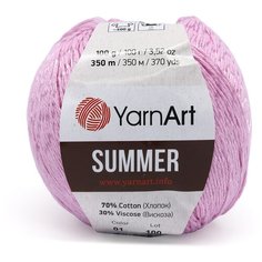 Пряжа YarnАrt Summer 100гр 350м (70% хлопок, 30% вискоза) (01 светло-сиреневый) 4 шт