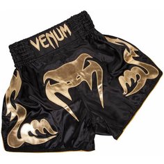 Шорты мужские для тайского бокса Venum Bangkok Inferno Muay Thai Shorts - Black/Gold золотой полиэстер EU-VENUM-2040-BC-GD размер M
